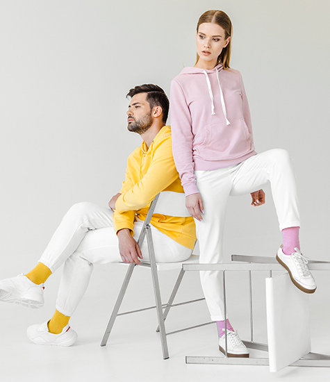 Fashionable styling for models Models in trendy casual outfits